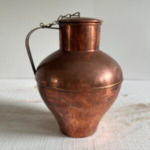 Vintage Copper Large Jug with Handle and Lid
